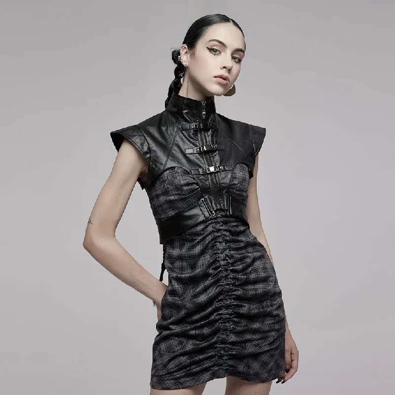 Women's Punk Industrial Style Faux Leather Vest