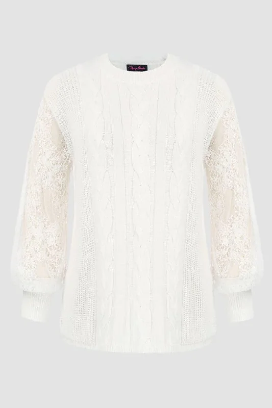 HN Women Plus Size Lace Patchwork Sweater