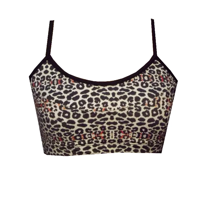 Leopard Print Sports Crop Top featuring cutout racerback BK140Leop