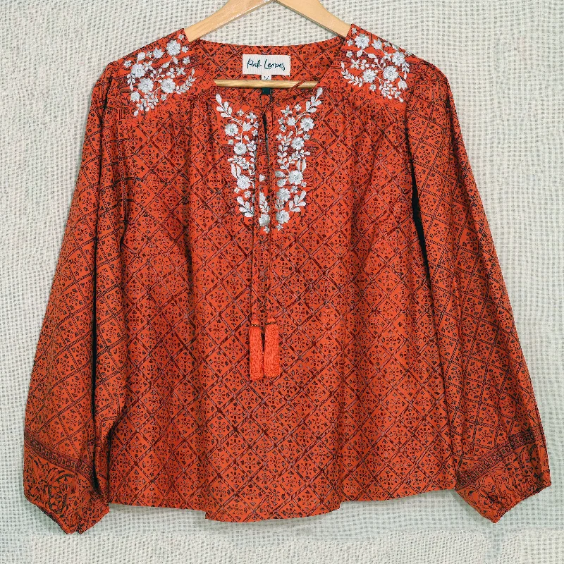 Lolita Embroidered Silk Blouse M - 038