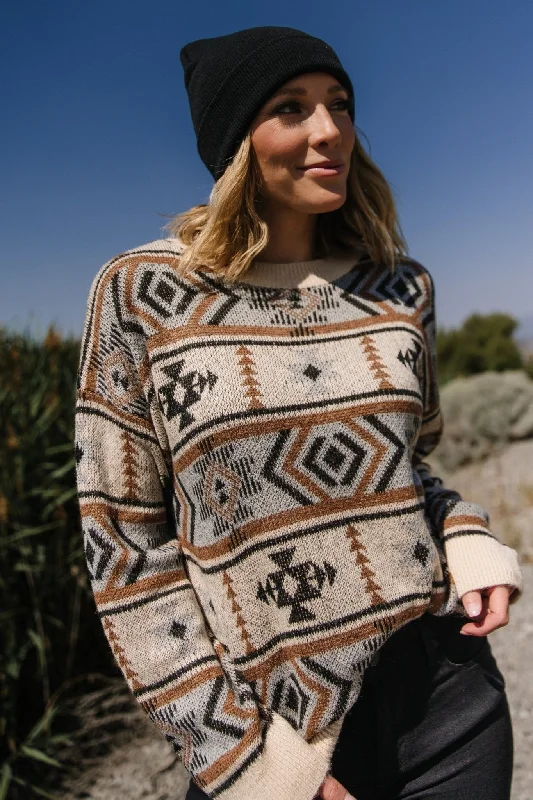 Conrad Knit Sweater | Tan Multi Print