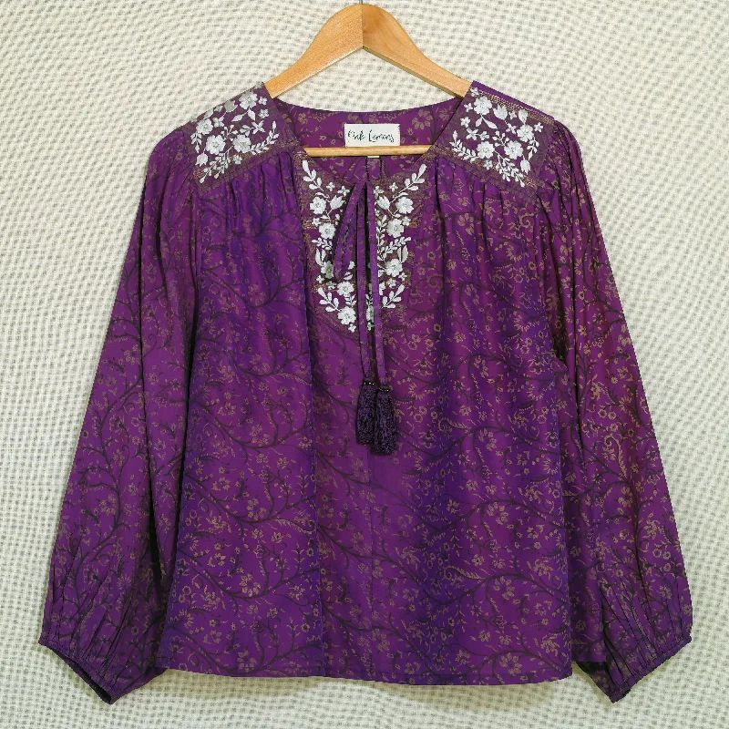 Lolita Embroidered Silk Blouse M - 030