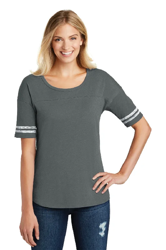 District Womens Scorecard Short Sleeve Crewneck T-Shirt - Heather Charcoal Grey/White - Closeout