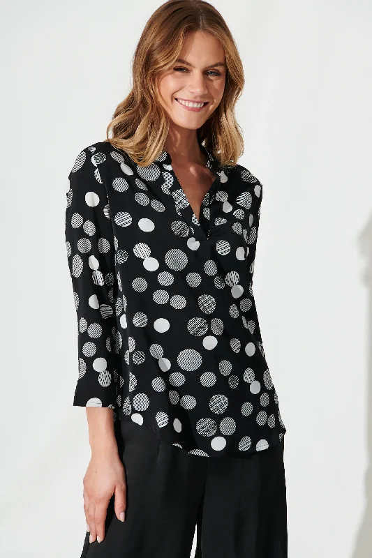 Isa Top In Black With White Spots