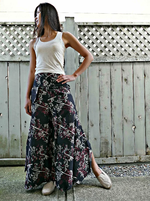 Bamboo Leaves Wide Leg Pants