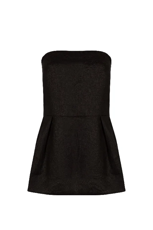 'Yves Uro' Peplum Top - Black