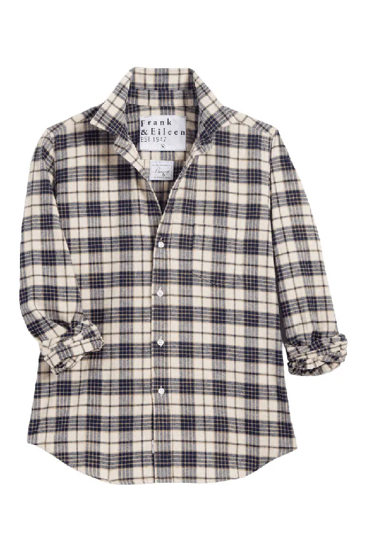 Frank & Eileen Barry Tailored Button Up in Heather Navy Plaid