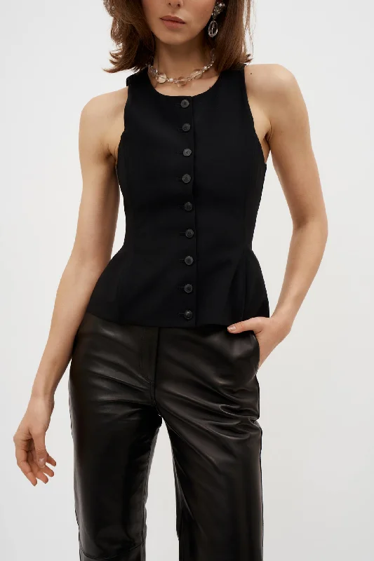 Button Up Black Vest