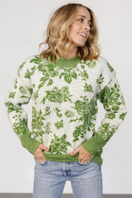 Legend Sweater | Light Green Print