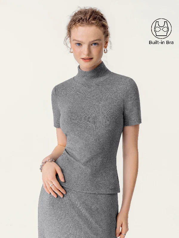 Soft Thermal Mockneck Short Sleeve Brami Top