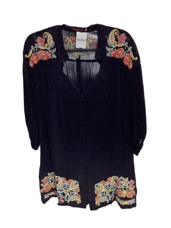 Johnny Was Women's Embroidered Tunic Black M