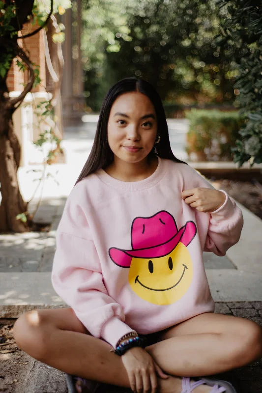 Pink Cowgirl Hat Happy Face Cute Sweatshirt