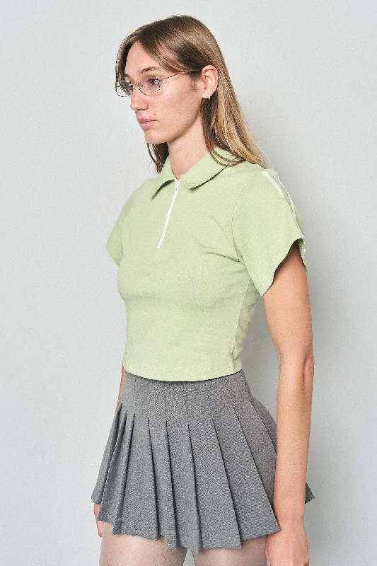 Sporty Sage Zip Tommy Polo Shirt