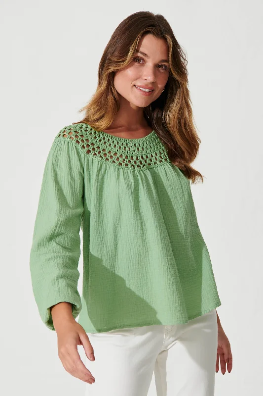 Sheena Top In Green Cotton