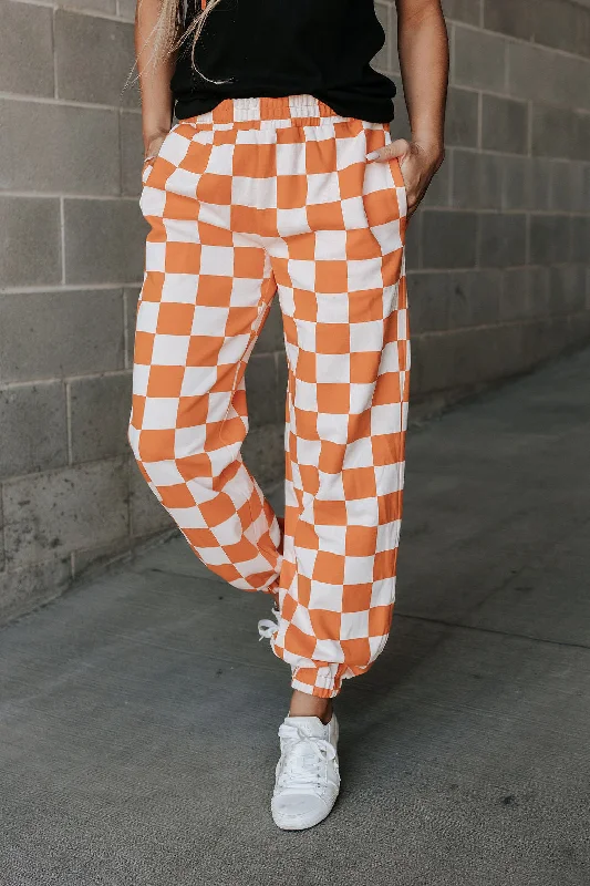 Checkered Joggers - Pumpkin Spice