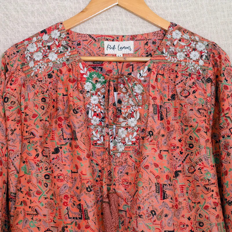 Lolita Embroidered Silk Blouse M - 006