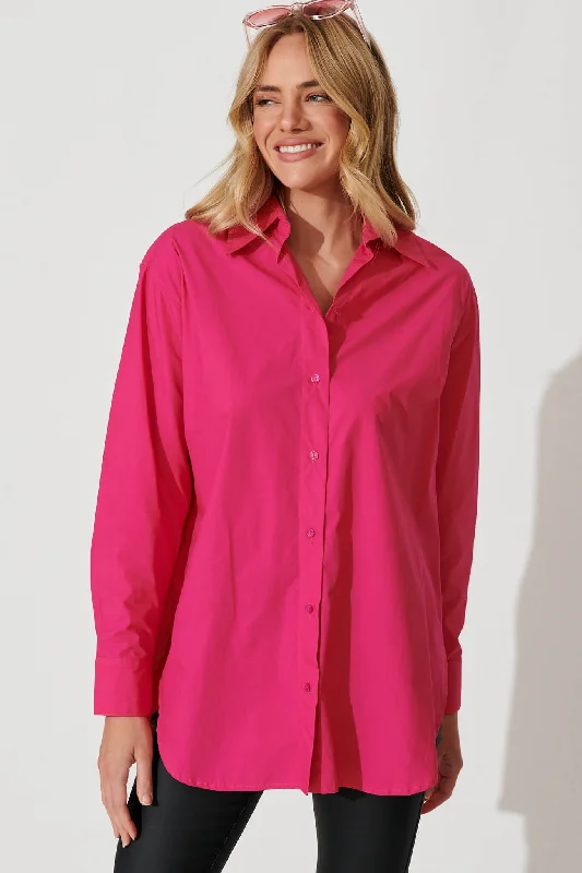 Dublin Shirt In Hot Pink Cotton