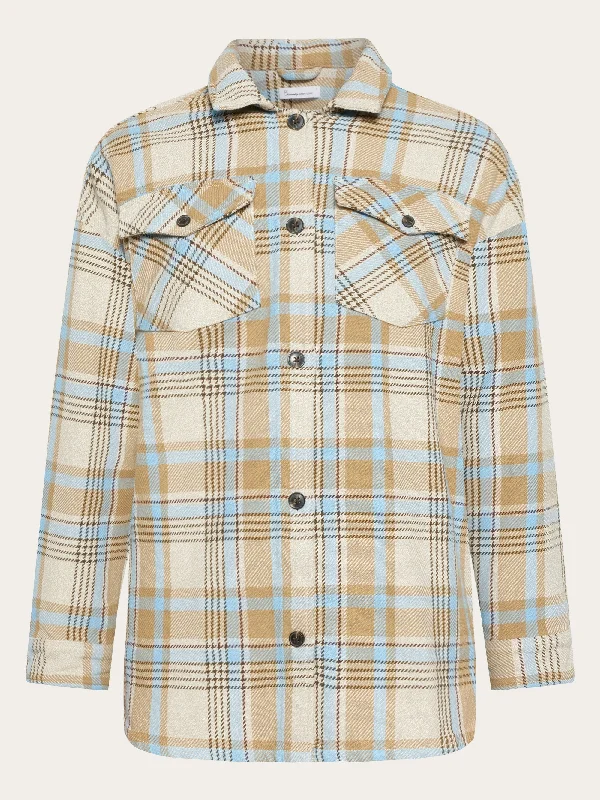 Heavy flannel check overshirt - GOTS/Vegan - Beige check