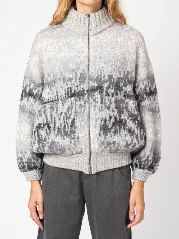 Ombre Knit Bomber Jacket